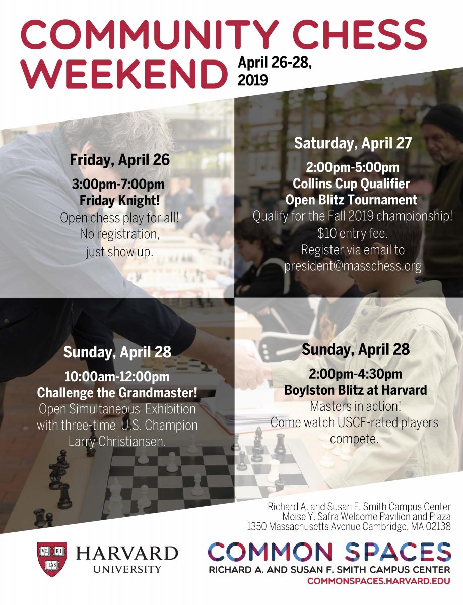Decorative poster summarizing chess weekend events