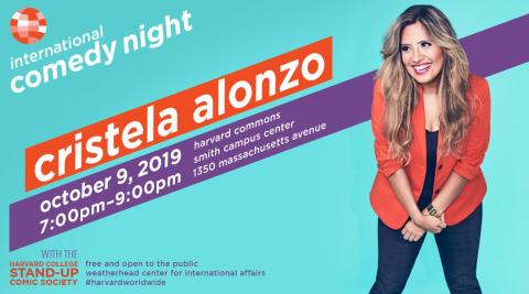 Poster for International Comedy Night on October 9th, 2019. Pictured Cristela Alonzo