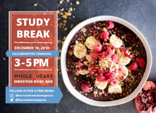 Common Spaces & Whole Heart Study Break Flyer - Tuesday December 12, 2019 - Collaborative Commons - 3:00pm-5:00pm - Free if you follow Harvard Common Spaces on Twitter and Instagram!